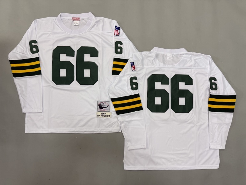 Men 2025 Green Bay Packers #66 Nitschke white Throwback Limited NFL Jersey style 001->green bay packers->NFL Jersey